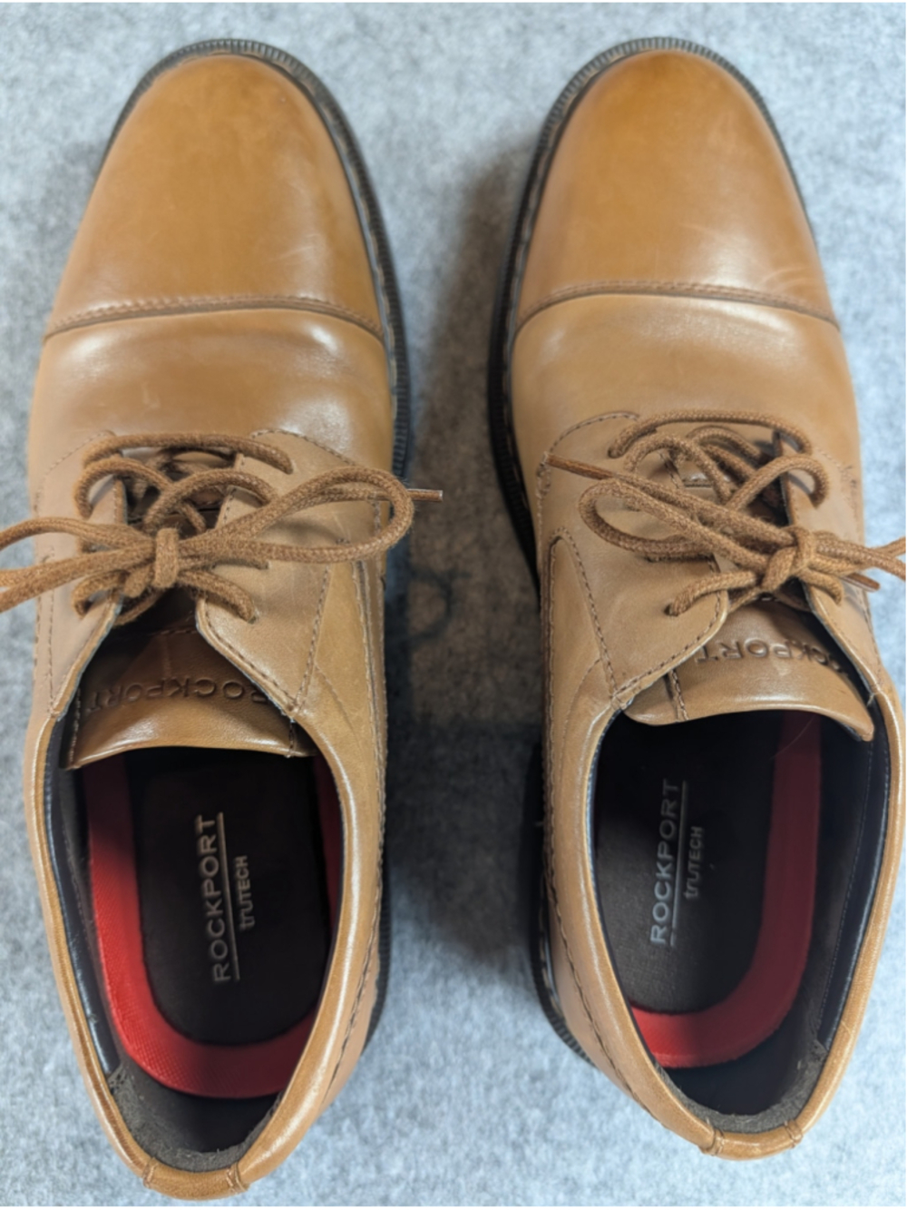 Rockport Tanner Men's Cap Toe Oxford Dress Shoes CI1076 Cognac Leather Size 9 M - Picture 9 of 14